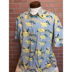 Tommy Hilfiger XL Mens Hawaiian Shirt Floral Button Front Short Sleeve